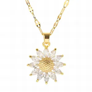 Delicate Flower Pendant in 18K Gold Plated Steel