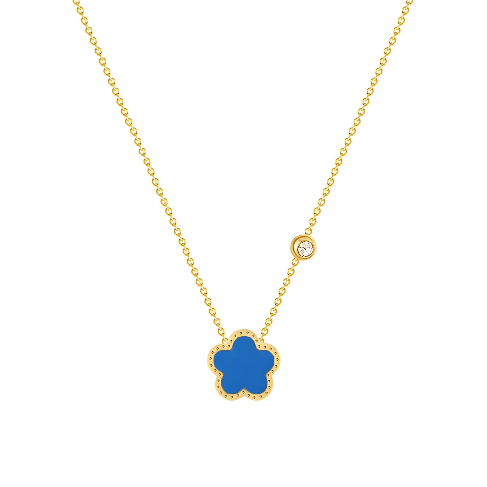 Delicate Flower Pendant in 18K Gold Plated Steel