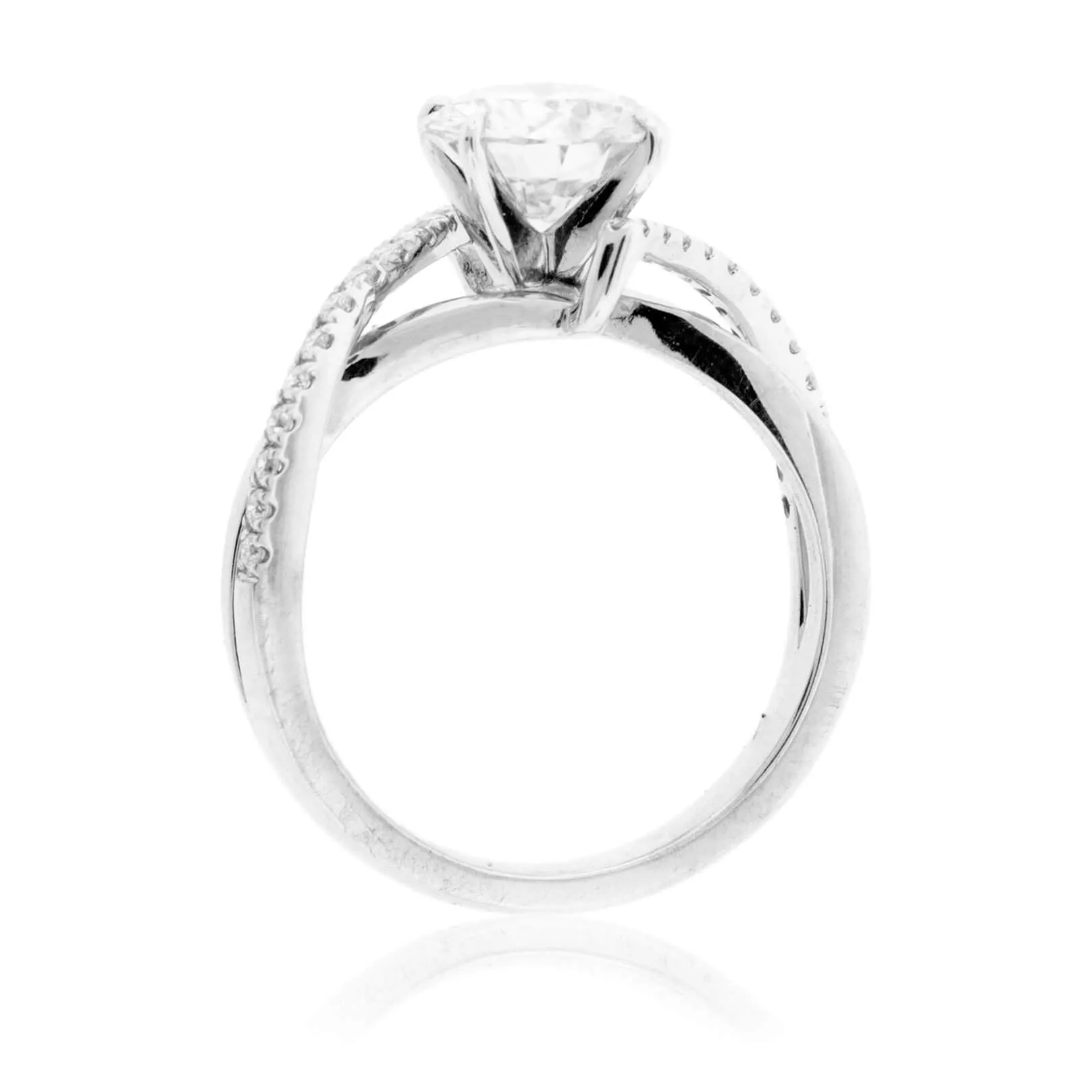 Diamond & Round Moissanite Center Stone Engagement Ring