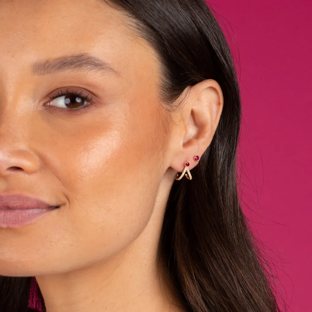 Diamond Cage Stud Earring 14K