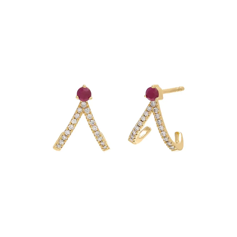 Diamond Cage Stud Earring 14K