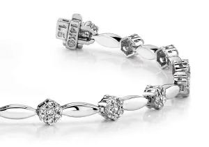 Diamond Cluster Link Bracelet In Diamond with 1.50 ct.(finished) 1.3mm, 1.7mm