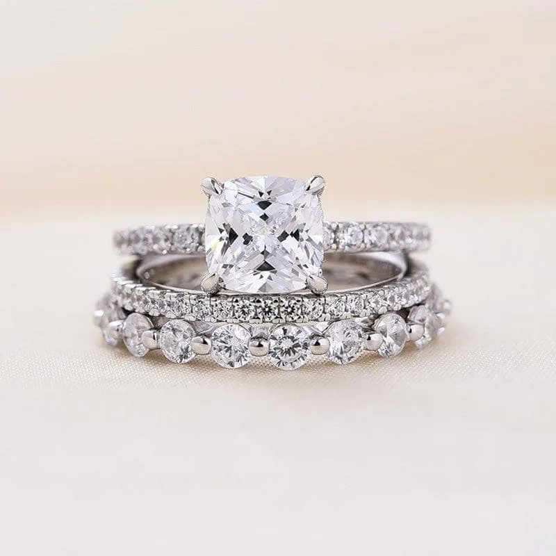 Diamond Cushion Cut 3-Pcs Wedding Ring