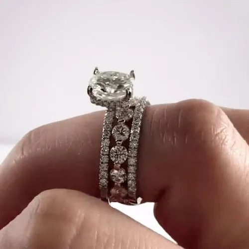 Diamond Cushion Cut 3-Pcs Wedding Ring