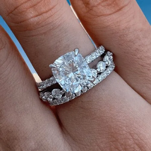Diamond Cushion Cut 3-Pcs Wedding Ring