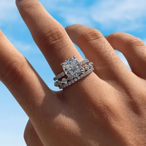 Diamond Cushion Cut 3-Pcs Wedding Ring