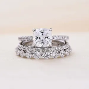Diamond Cushion Cut 3-Pcs Wedding Ring