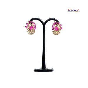 Diamond Cut Ruby Stone Earrings
