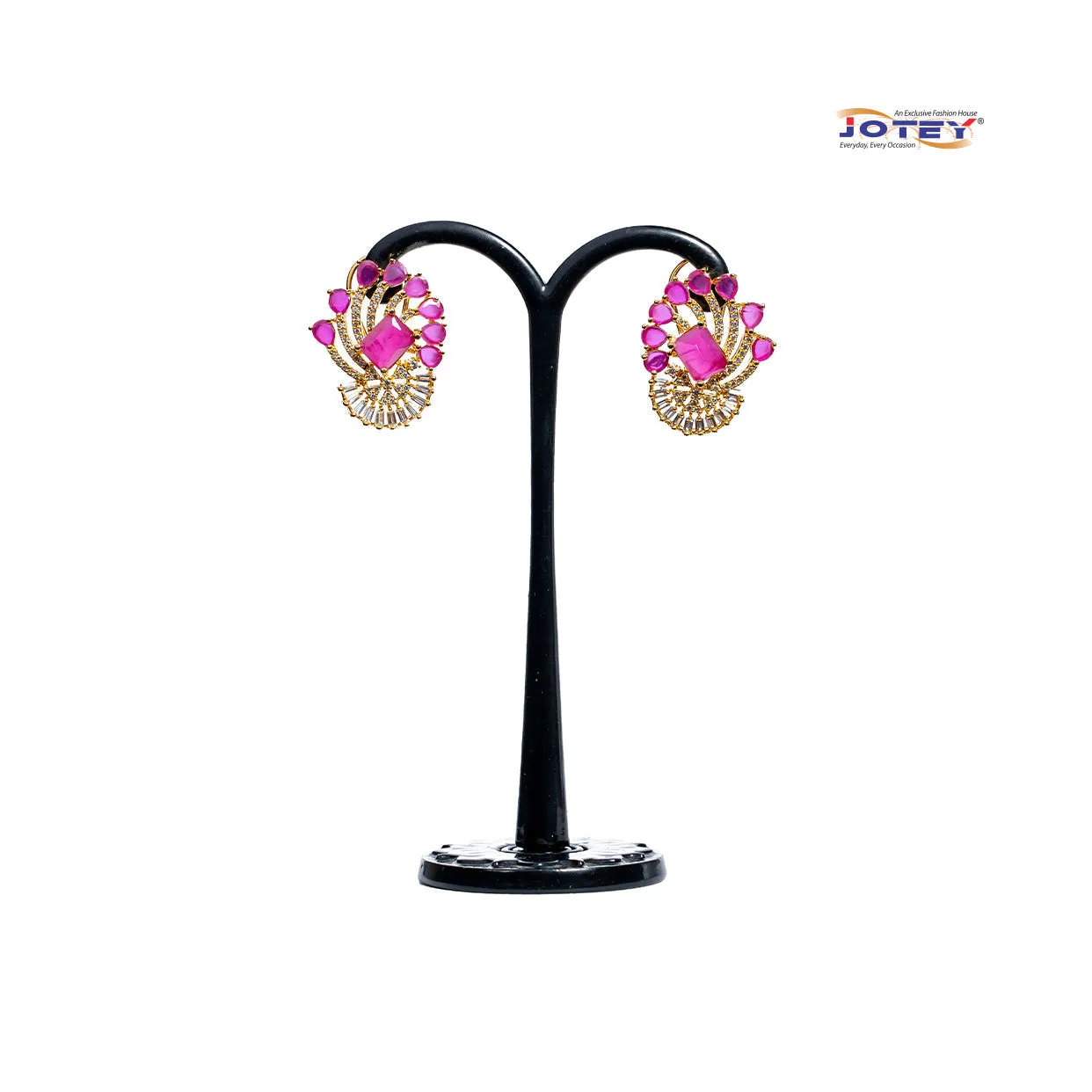 Diamond Cut Ruby Stone Earrings
