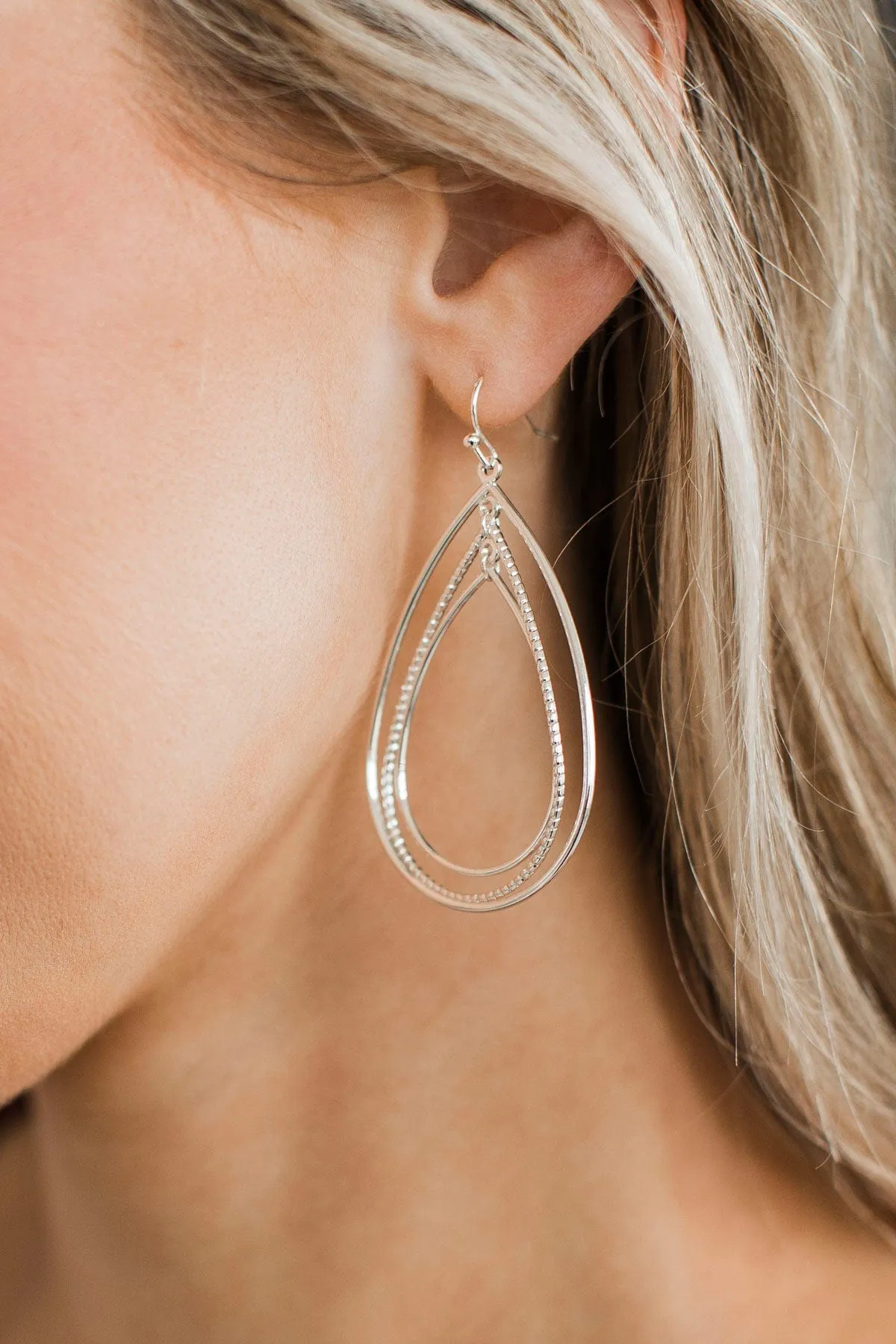Diamond In The Rough Dangle Earrings- Silver