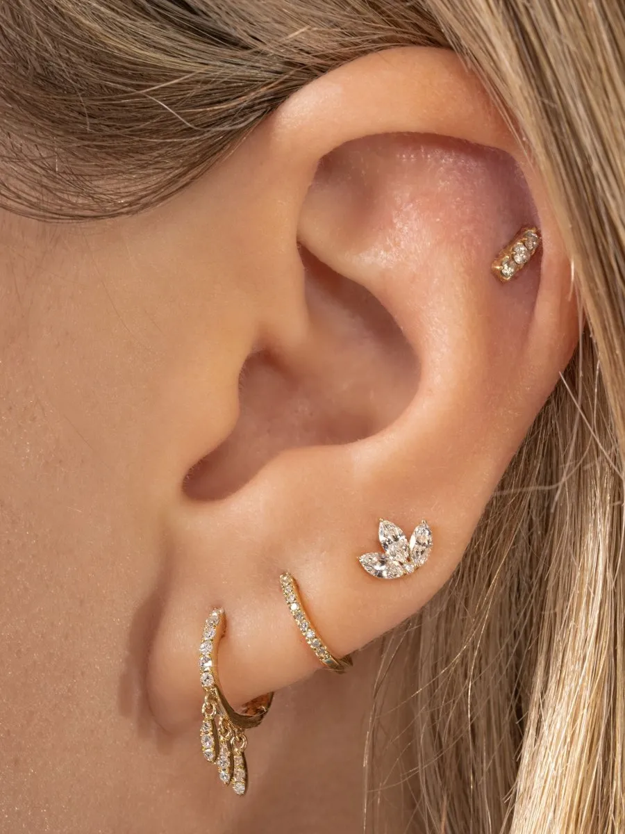 Diamond Lotus Stud 14K