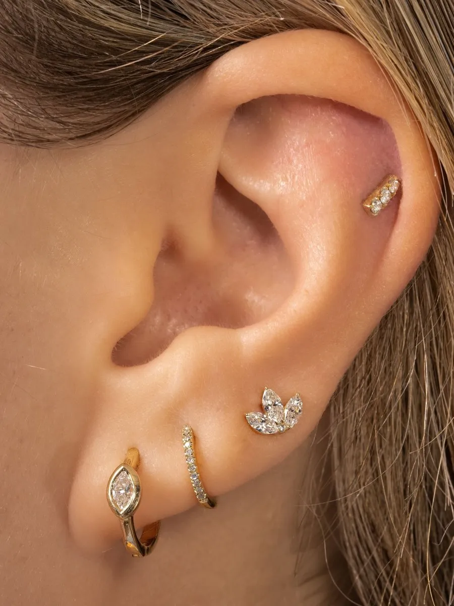 Diamond Lotus Stud 14K