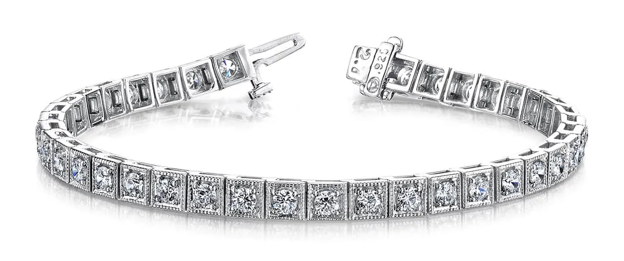 Diamond Square Link Diamond Bracelet with 1.49 ct.(finished) 2mm