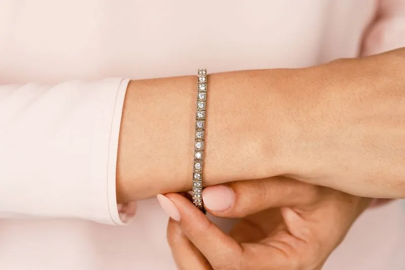 Diamond Square Link Diamond Bracelet with 1.49 ct.(finished) 2mm