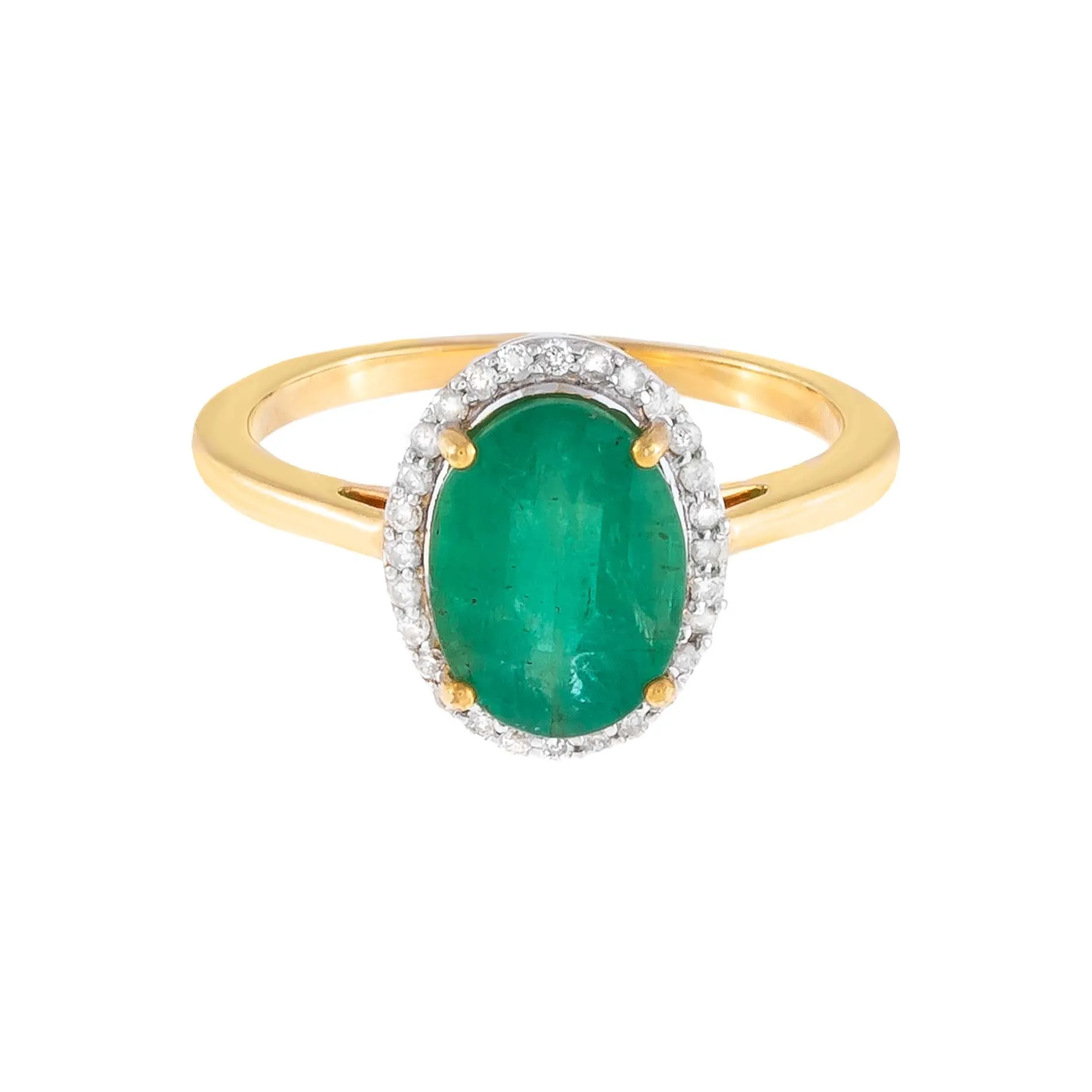 Diamond X Emerald Stone Ring 14K