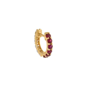 Diamond X Ruby Wide Huggie Earring 14K