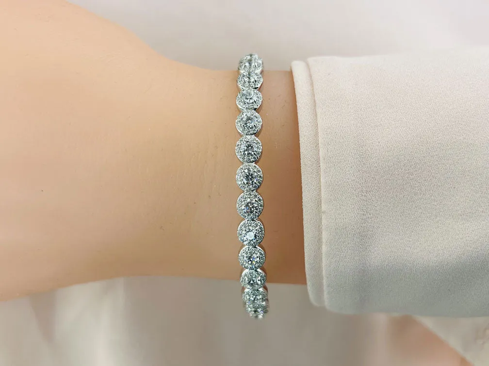 Divinely Dazzling Halo Bangle Diamond Bracelet with 2.56 ct.(finished) 1mm, 3.2mm