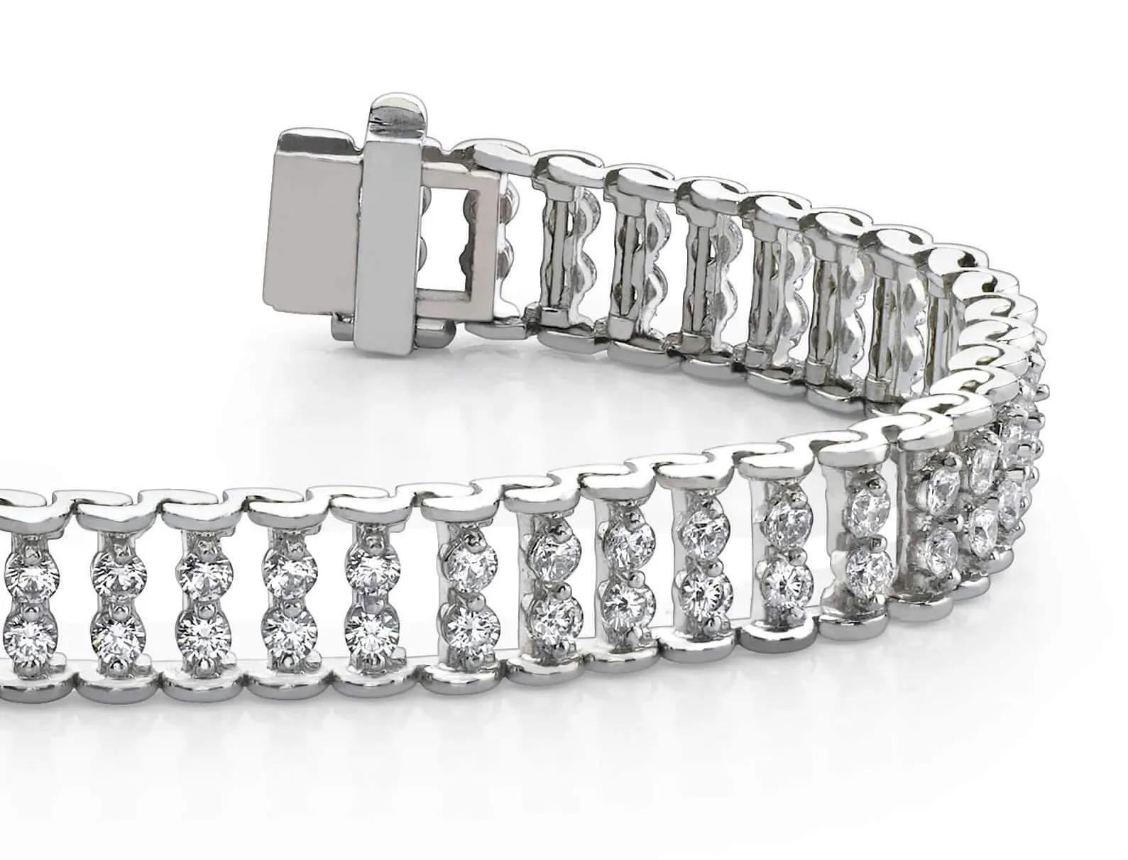 Double Diamond Candlestick Bracelet Lab-Grown Diamond with 2.01 ct.(finished) 1.7mm