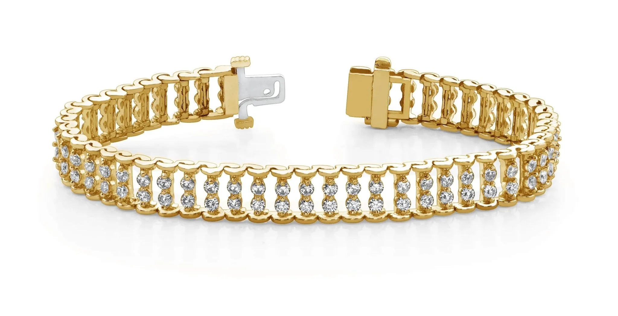 Double Diamond Candlestick Bracelet Lab-Grown Diamond with 2.01 ct.(finished) 1.7mm