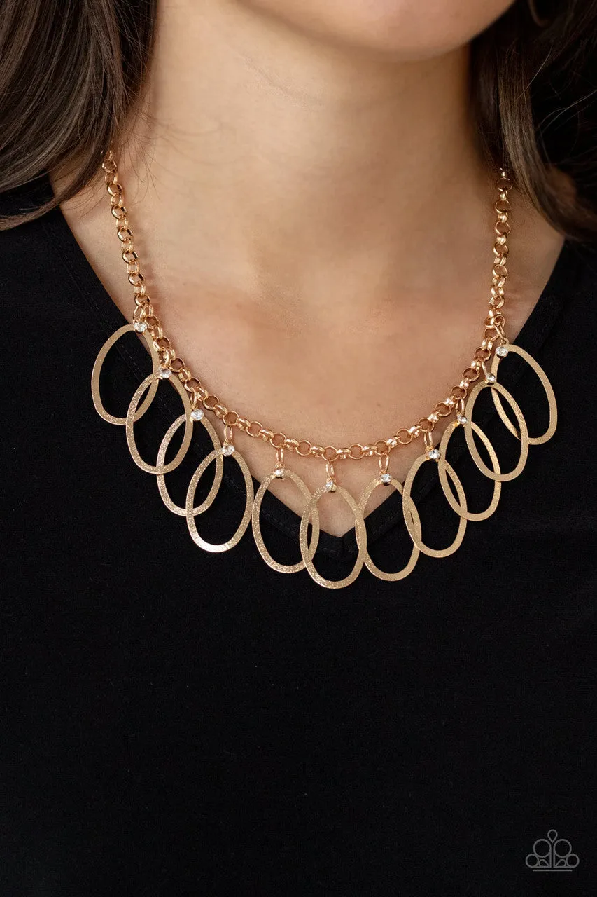 Double OVAL-time Gold Paparazzi Necklace