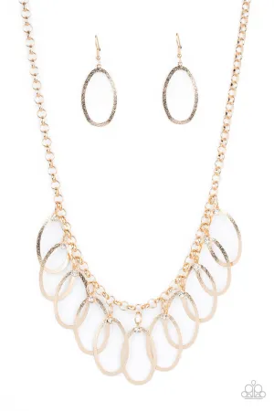 Double OVAL-time Gold Paparazzi Necklace