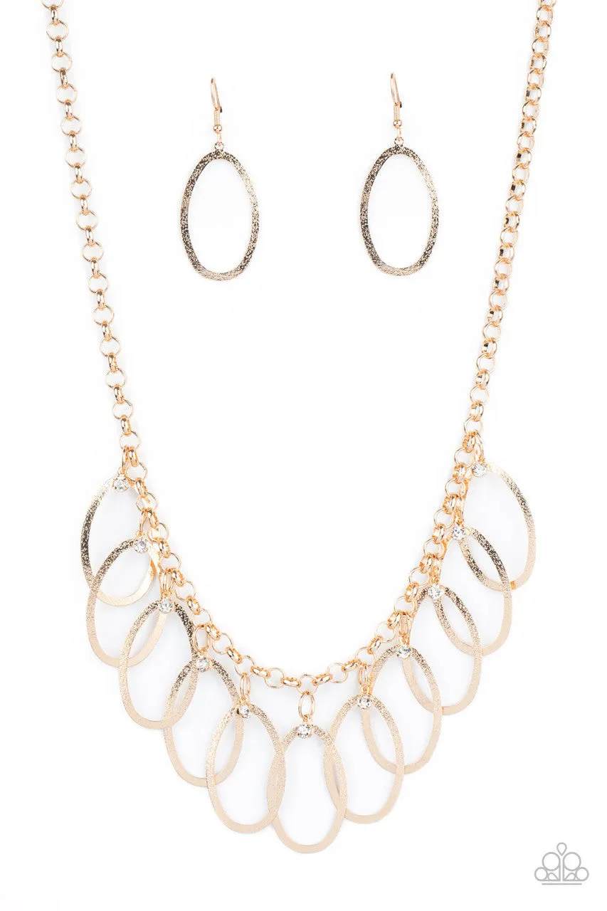 Double OVAL-time Gold Paparazzi Necklace