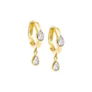 Double Teardrop CZ Dangle Huggie Earring