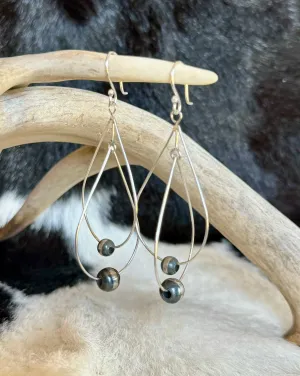 Double Teardrop Sterling Silver Pearl Earrings
