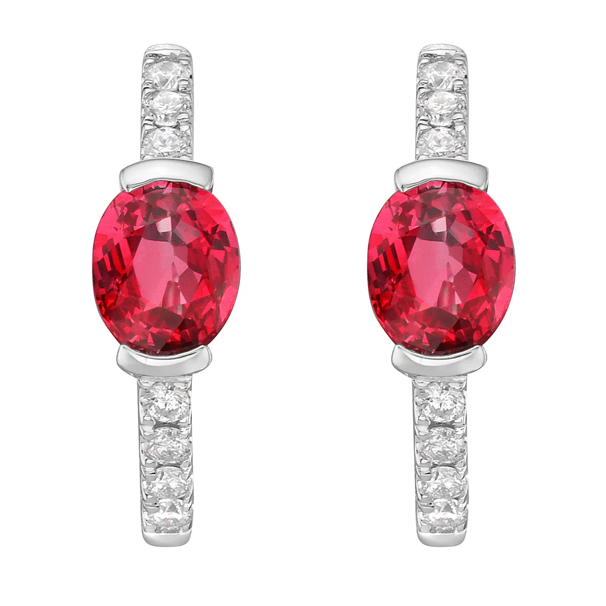 Earrings 14KW/2.4G 2RUBY-0.82CT 14RD-0.11CT