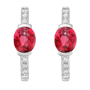 Earrings 14KW/2.4G 2RUBY-0.82CT 14RD-0.11CT