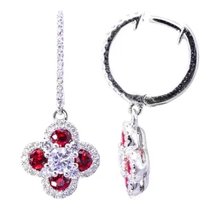 Earrings 18KW 4.7G 8RUBY-0.62CT 92RD-0.89CT