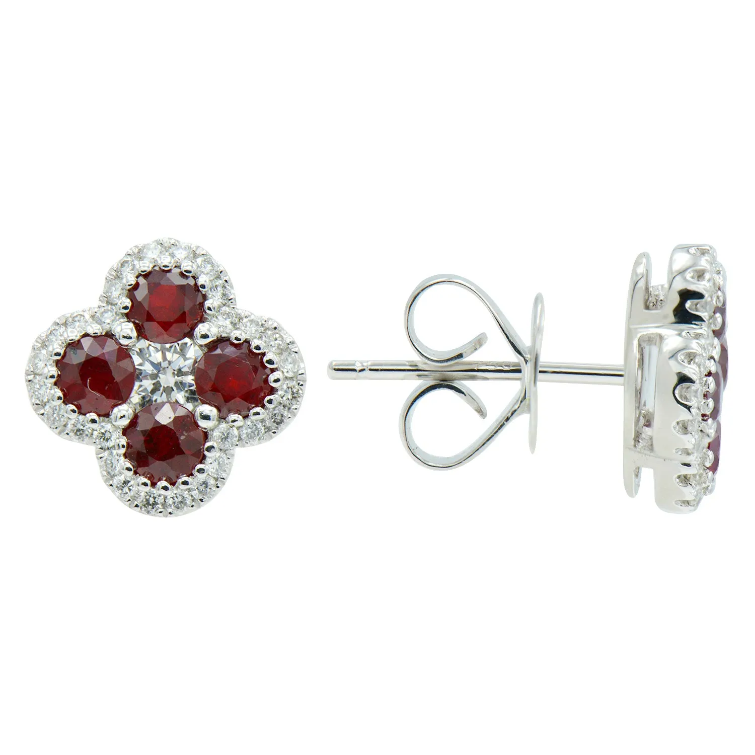 Earrings 18KW/3.2G 8RUBY-0.89CT 2RD-0.22CT 56RD-0.19CT