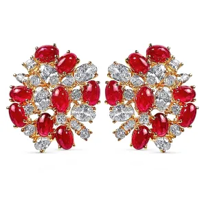Earrings - Ruby and Crystal