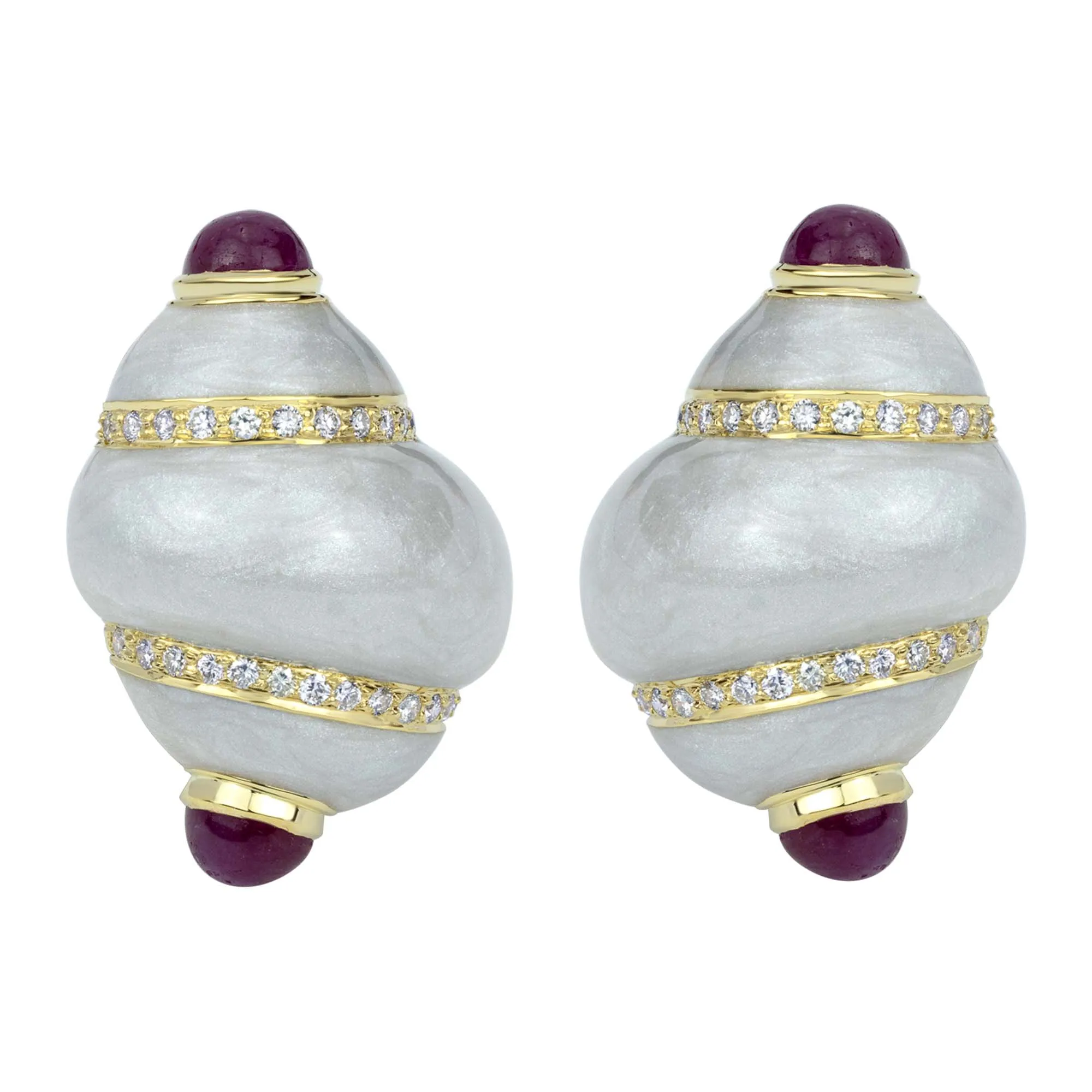 Earrings - Ruby And Diamond (Enamel) (2338A)