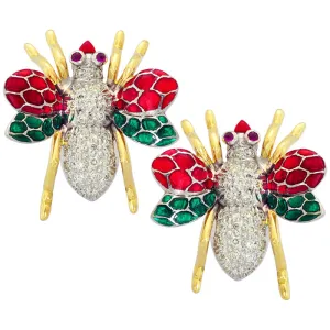 Earrings-Ruby and Diamond (Enamel)