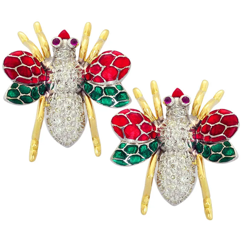 Earrings-Ruby and Diamond (Enamel)