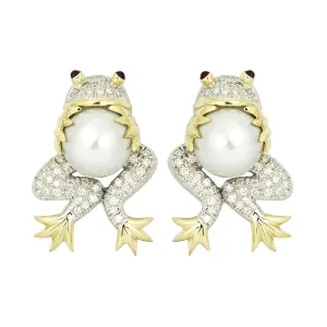 Earrings - Ruby, South Sea Pearl And Diamond