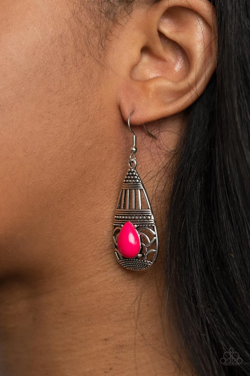 Eastern Essence Pink Paparazzi Earrings