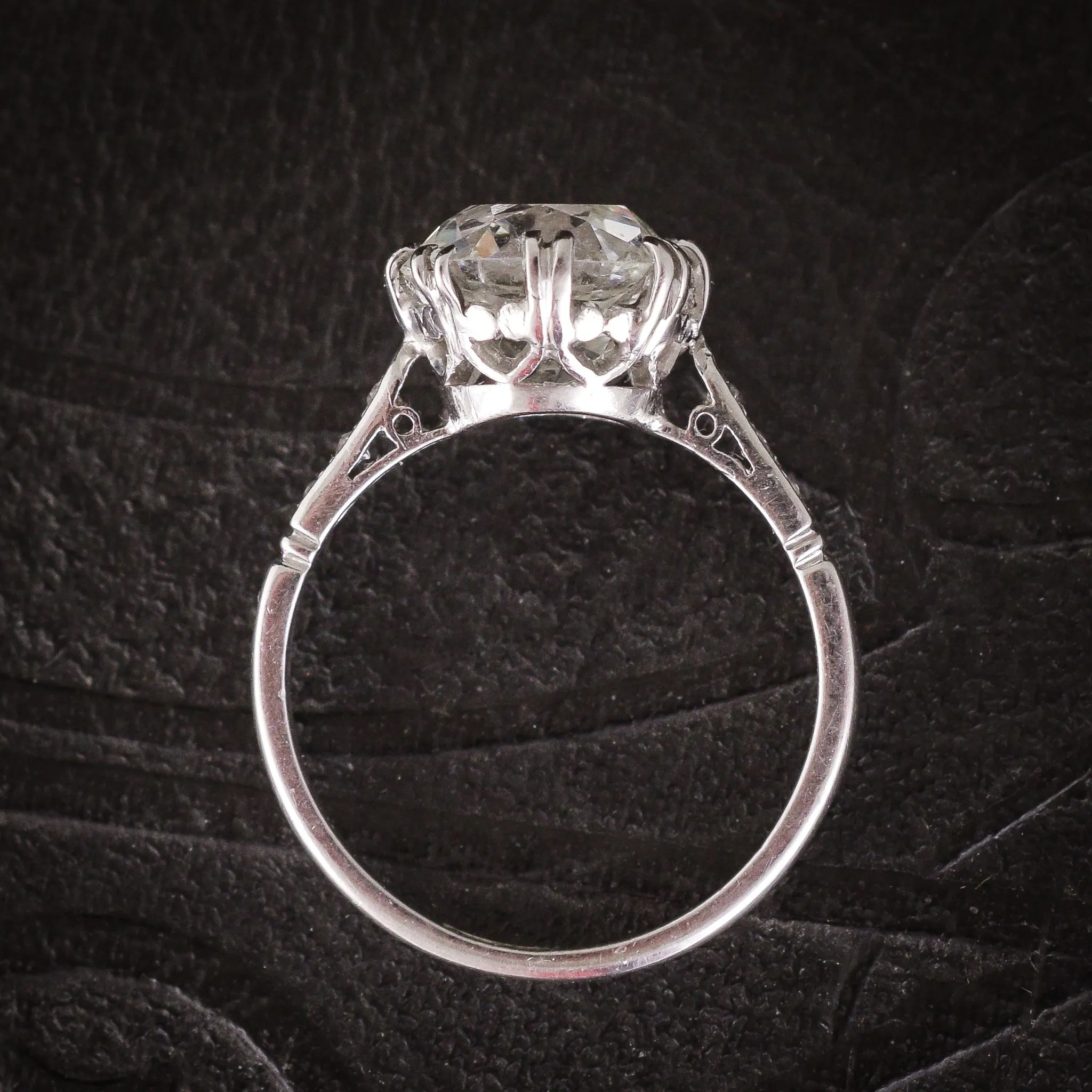 Edwardian 4.20ct Cushion Cut Diamond Engagement Ring