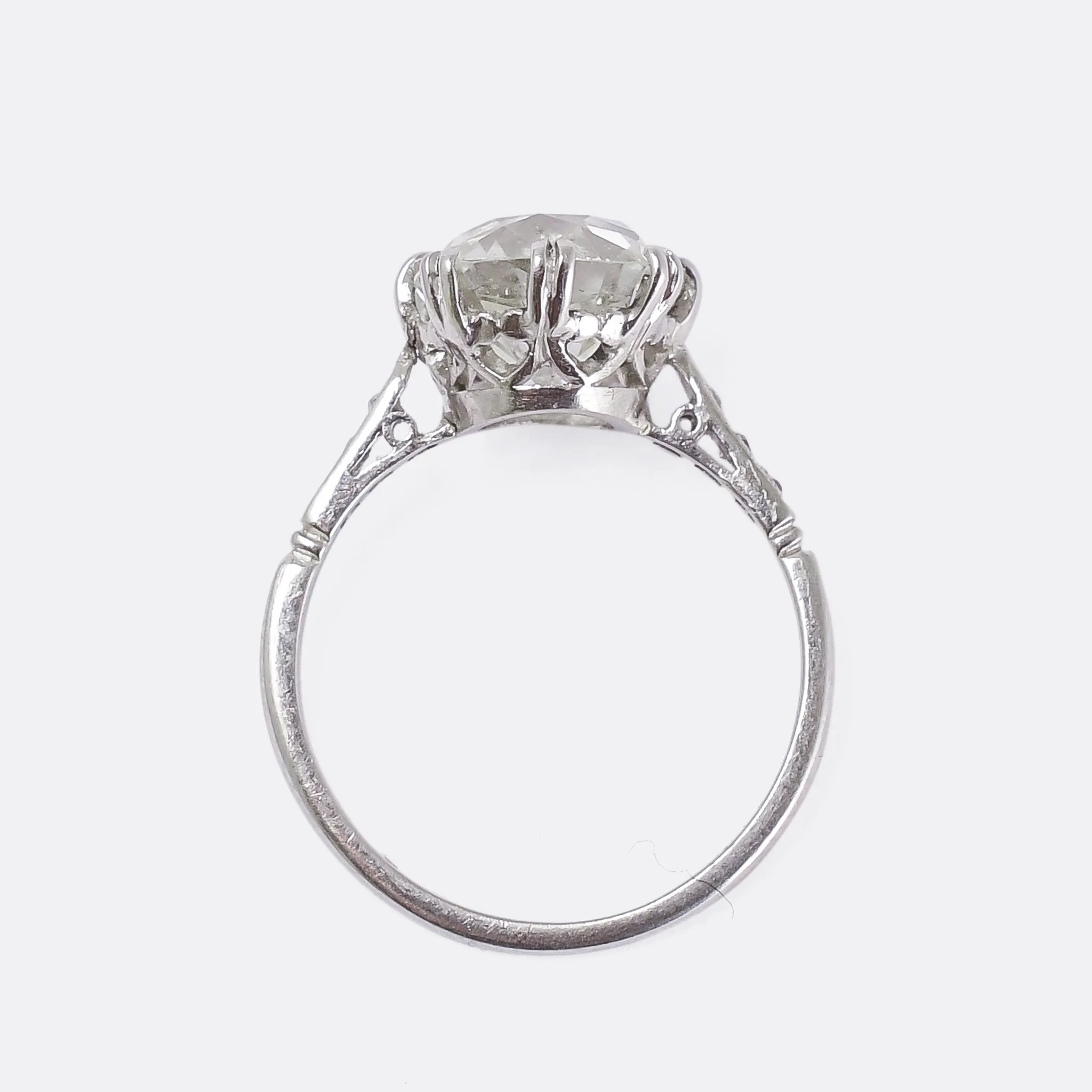 Edwardian 4.20ct Cushion Cut Diamond Engagement Ring