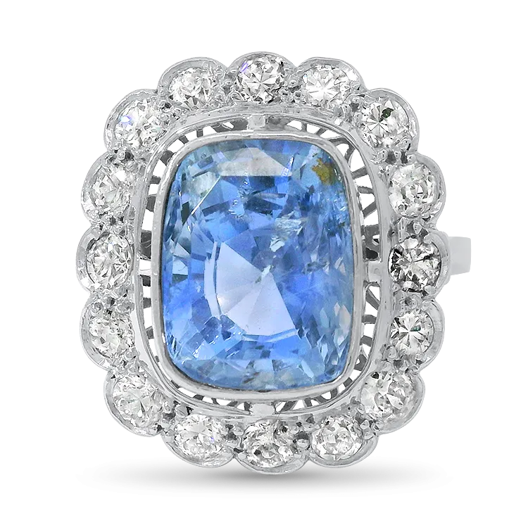 Edwardian French Sapphire & Diamond Cocktail Ring