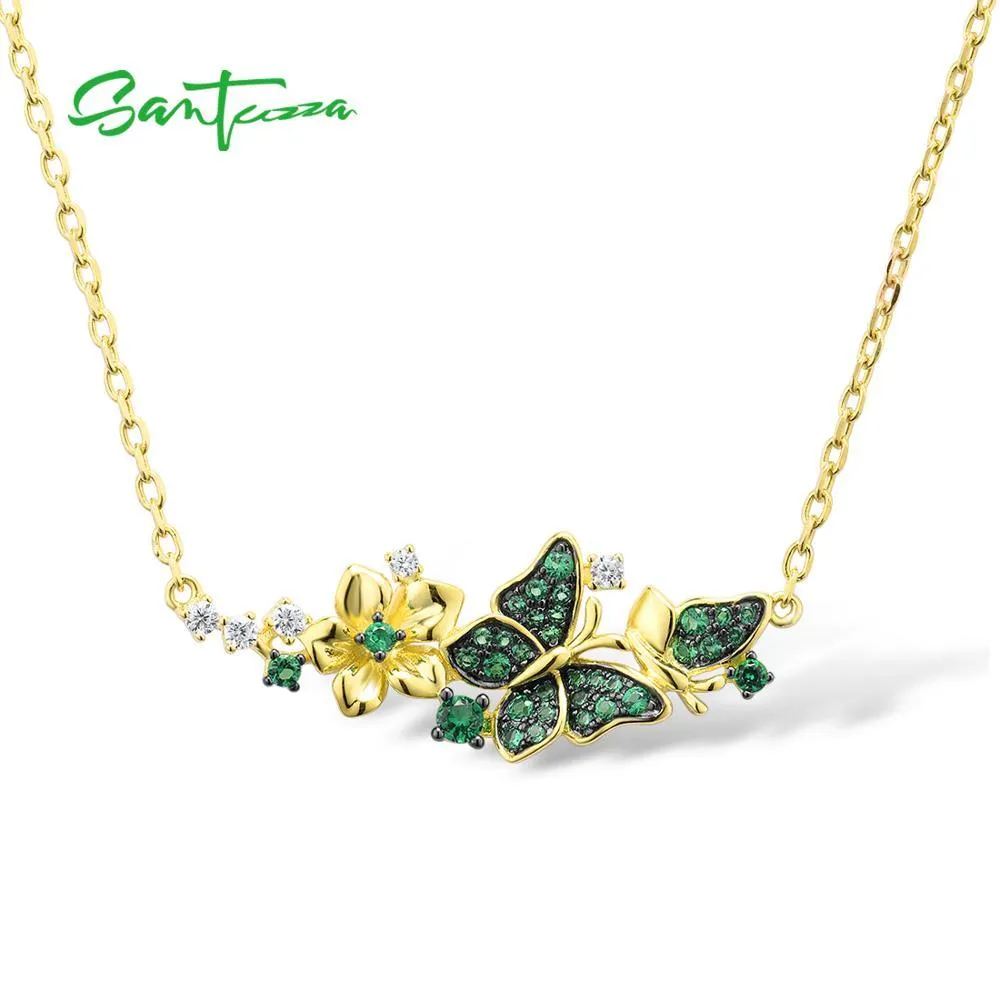 Elegant Green Butterflies Necklace