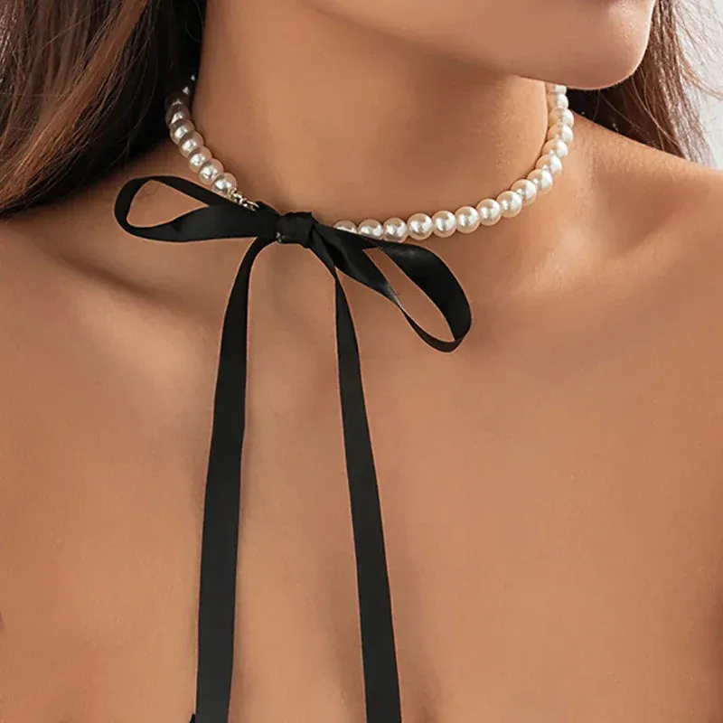 Elegant Jewelry Wedding Big Pearl Necklace For Women Fashion Imitation Pearl Green Rose Color Stone Choker Necklace