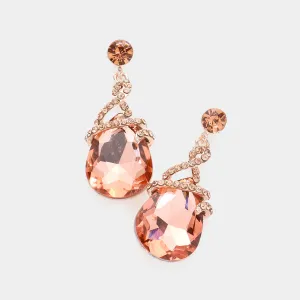 Elegant Peach Teardrop Interview Earrings  | Pageant Earrings | 586765