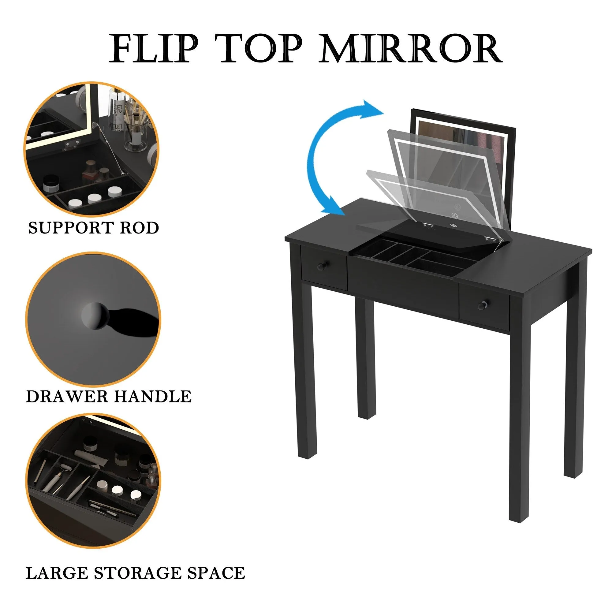 Elegant Vanity Table with LED Lights