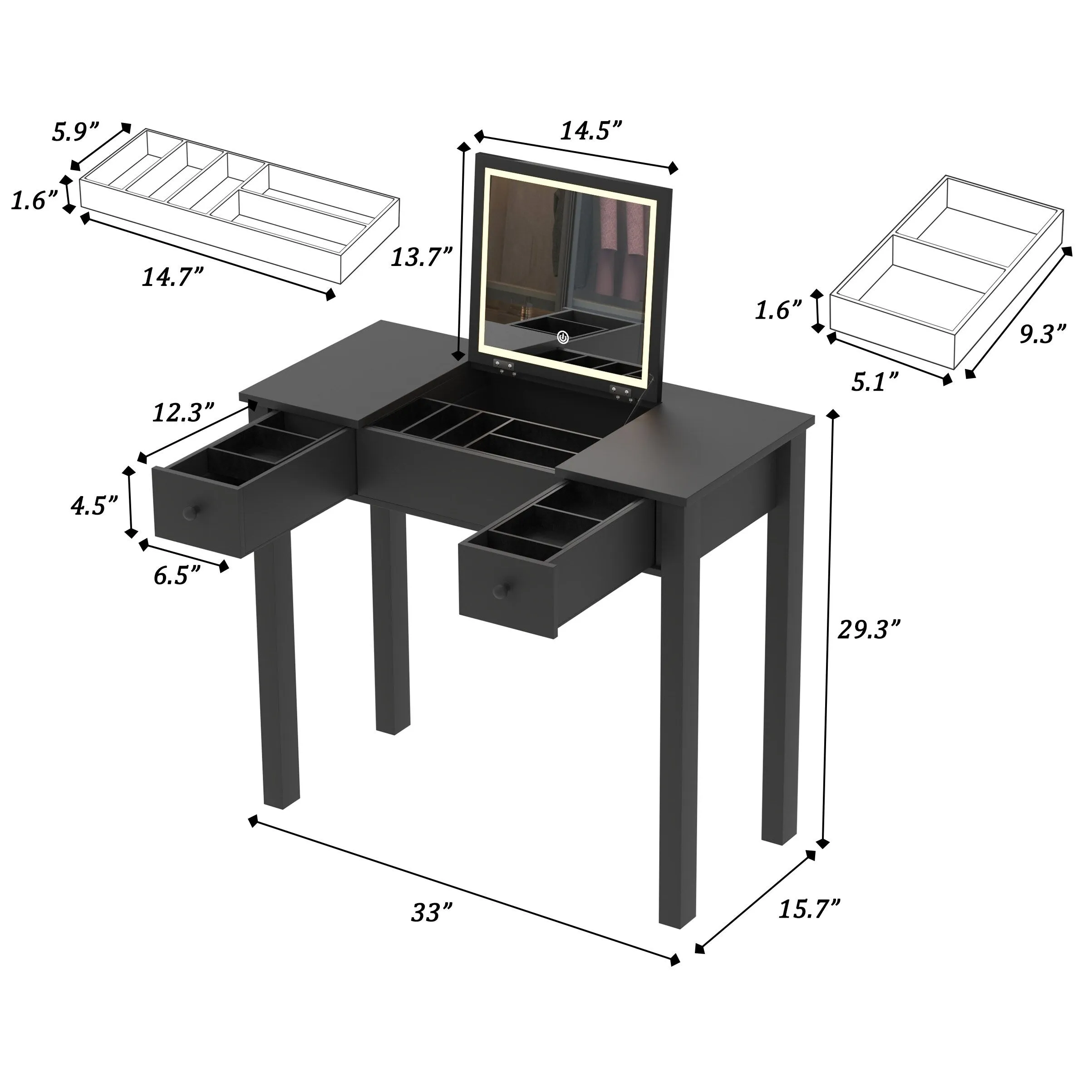 Elegant Vanity Table with LED Lights
