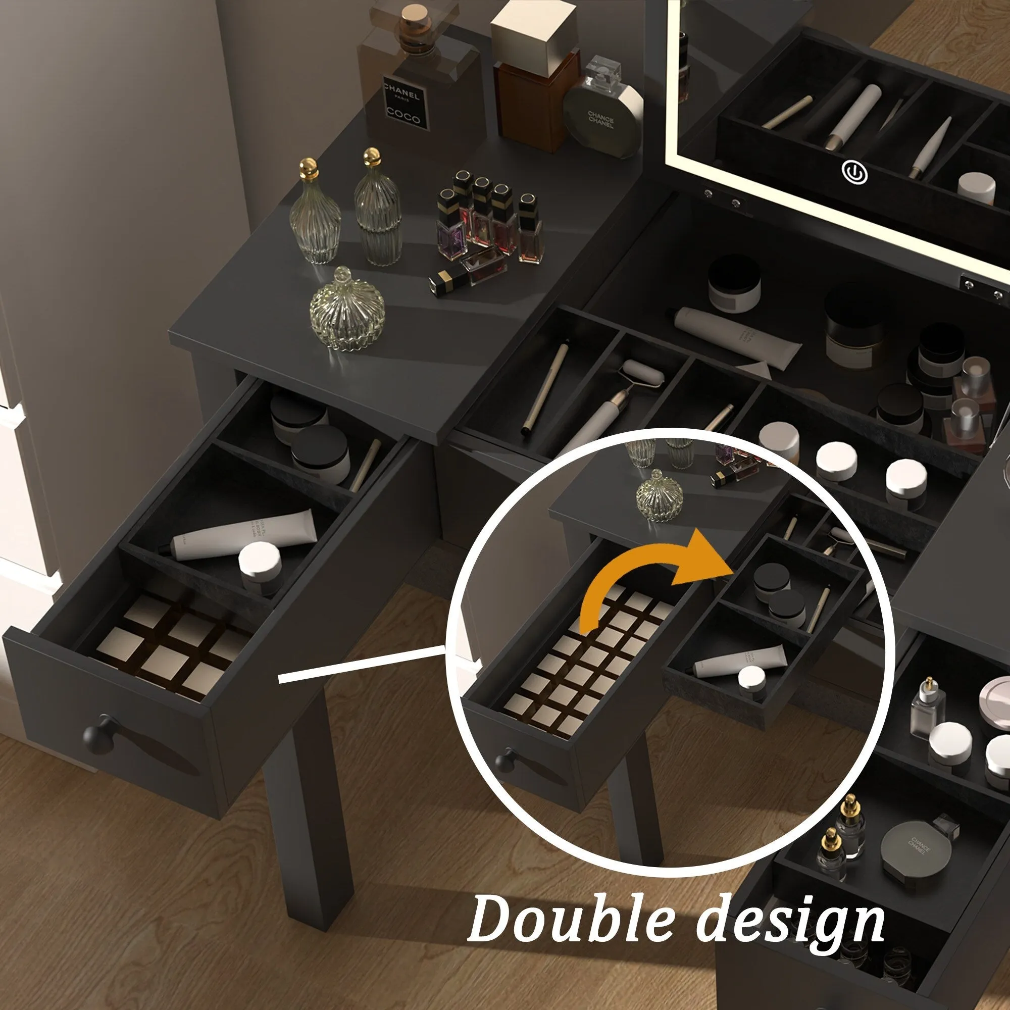 Elegant Vanity Table with LED Lights