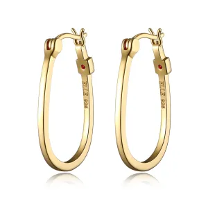 Elle Trinity Sterling Silver Gold Plated Oval Hoop Earrings