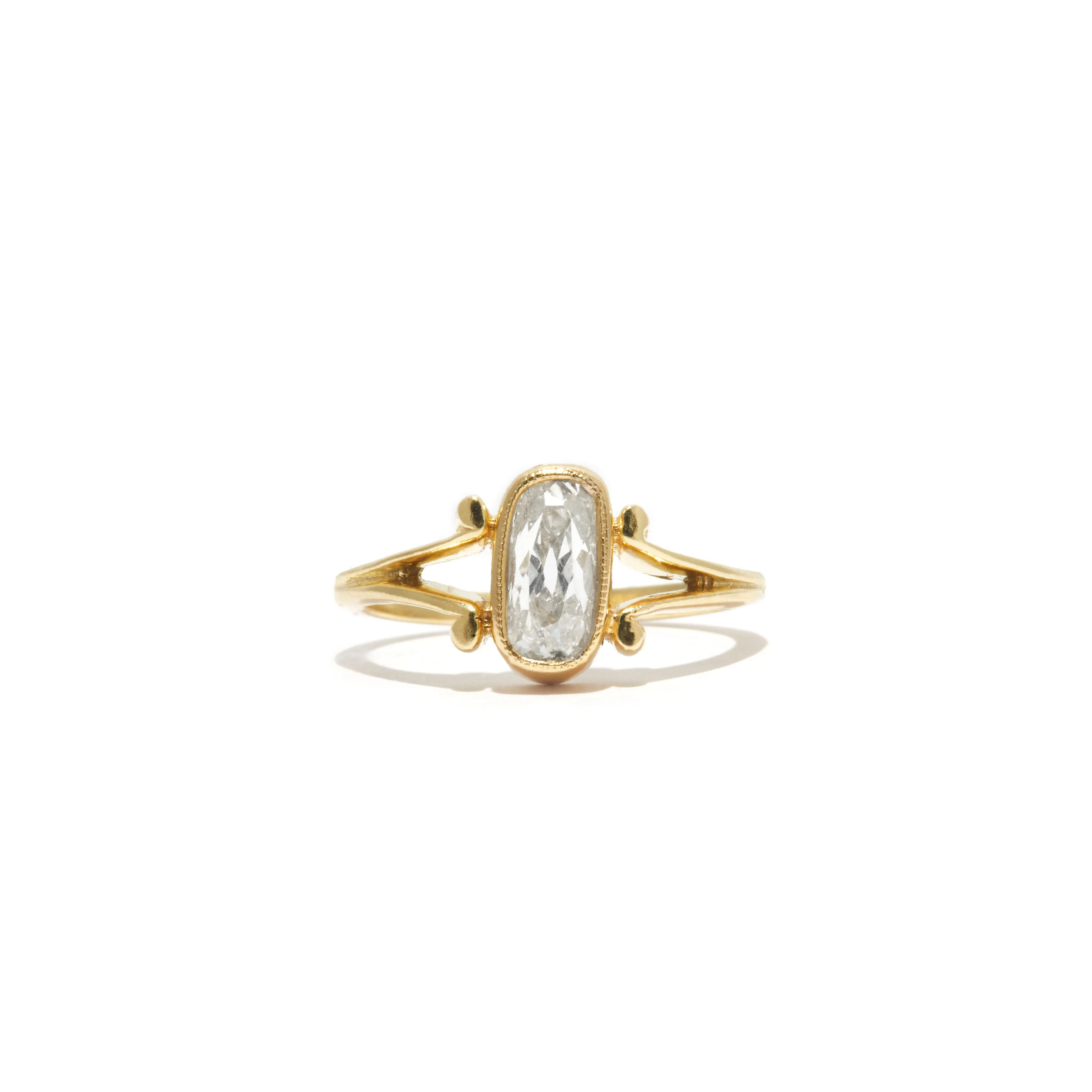 Elongated Cushion Cut Bezel Diamond Ring
