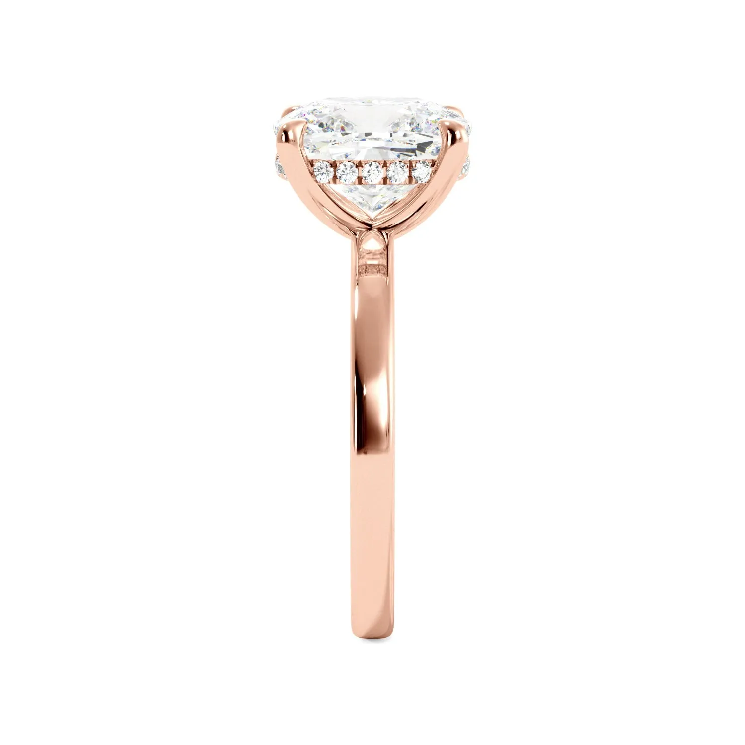 Elongated Cushion Cut Solitaire with Hidden Halo Engagement Ring